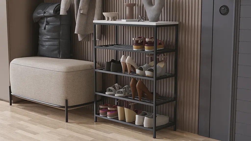 Полиця для взуття Слайм 4 Ferrum-decor 820x630x260 Чорний метал ДСП Білий 16 мм (FRD-105160) - фото 4