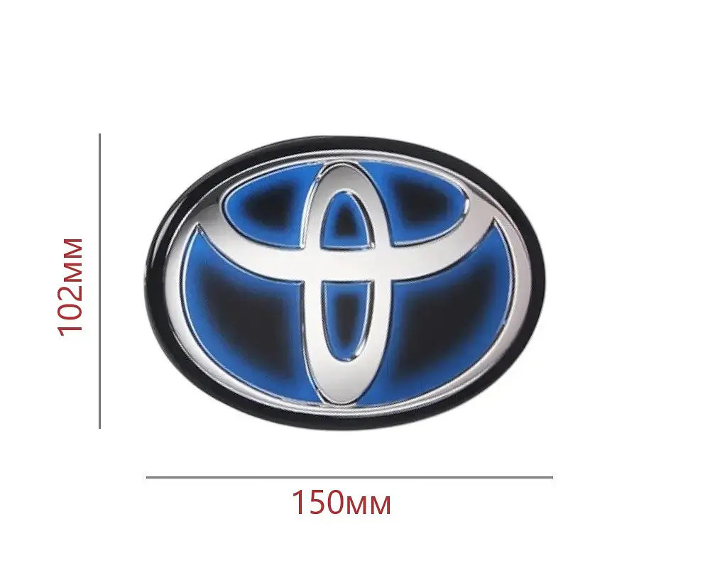 Емблема під склом Toyota Чорна із Синім Контуром 150х102 мм на скотчі (Завод) - фото 2