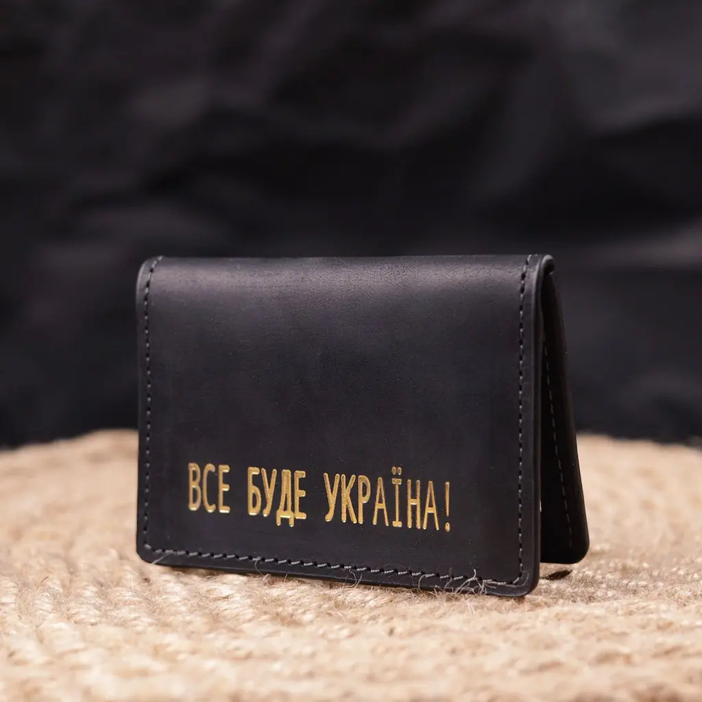 Надійна обкладинка на автодокументи у вінтажній шкірі Україна Grande Pelle 16749 чорна - фото 7