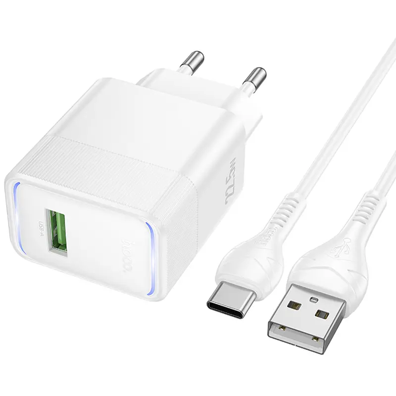 Мережевний зарядний пристрій Hoco CS111A Lounge PD22.5W 1USB-C + кабель USB to Type-C White - фото 2