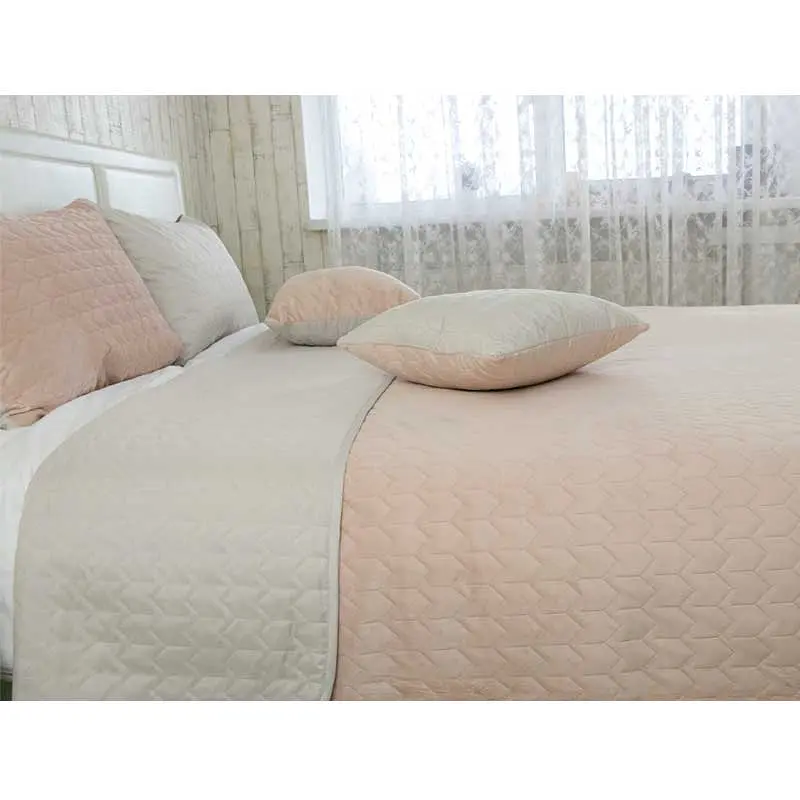 Декоративне покривало Руно VeLour Almond, 240x220 см, бежевий (330.55_Almond) - фото 3