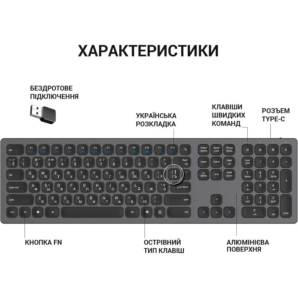 Клавіатура OfficePro SK1550B [128854] - фото 9