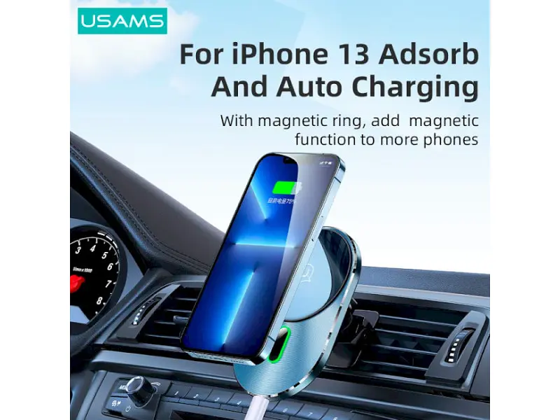 Автомобільний тримач для смартфона USAMS US-CD170 Magnetic 15W Grey (CD170DZ01) - фото 5