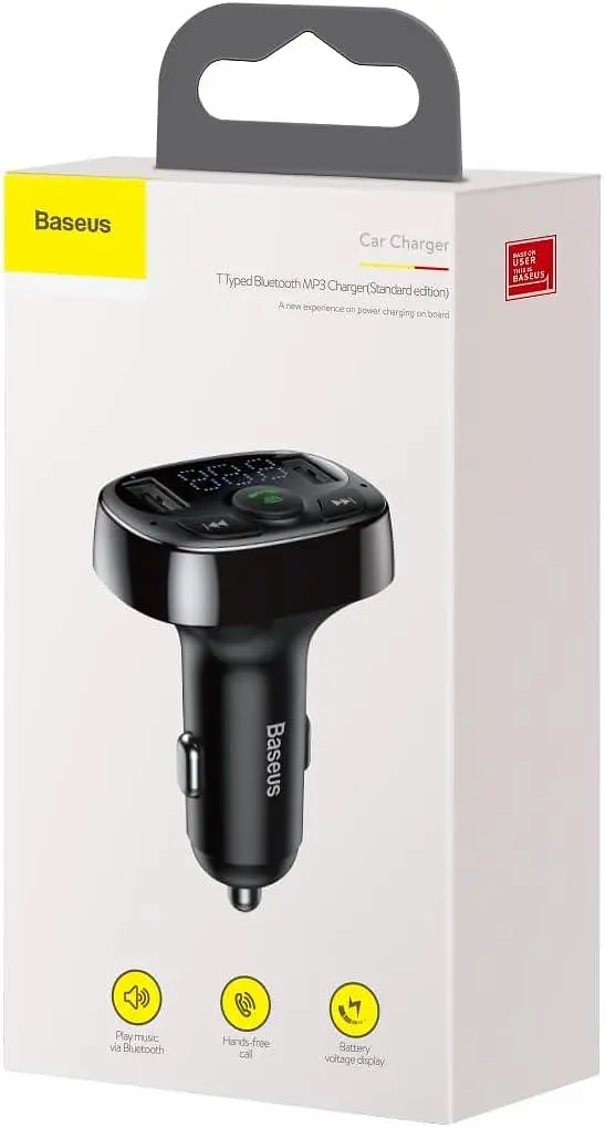 FM-трансмітер Baseus S-09 Overseas Edition 2xUSB Car FM Transmitter Cluster Чорний - фото 3