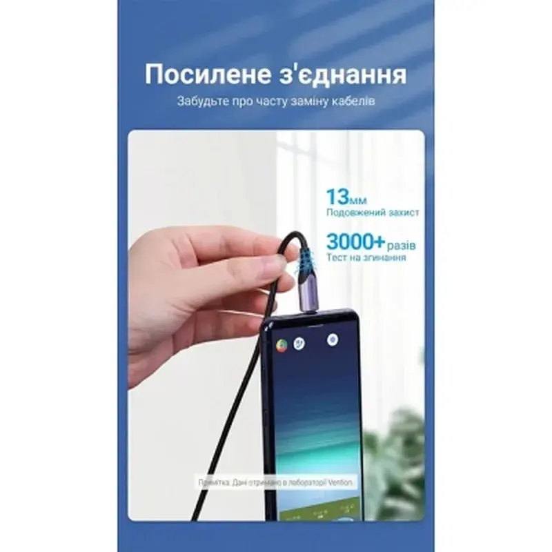 Дата кабель USB 2.0 AM to USB-C 1.5m 3A cotton braided aluminum purple Vention (CODVG) - фото 6