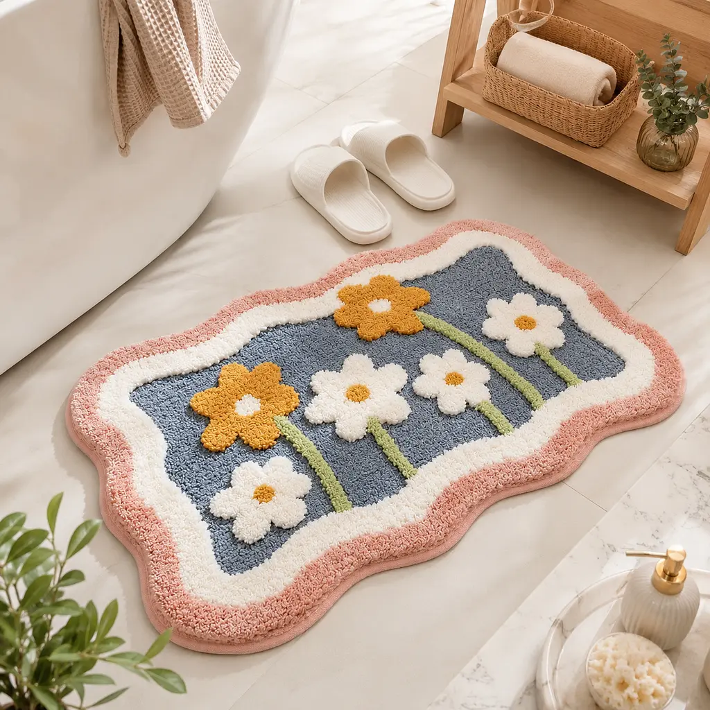 Стильний та практичний килимок для ванної кімнати 50×80 см зі кашеміру — м’який, антиковзкий, вологопоглинаючий KT9000112 - фото 8