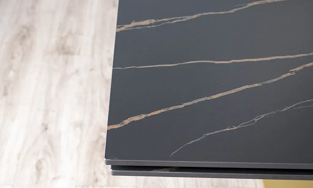 Стол обеденный Prestol Мун раскладной 180/260х90х75 см черный мат золотая ножка - фото 5