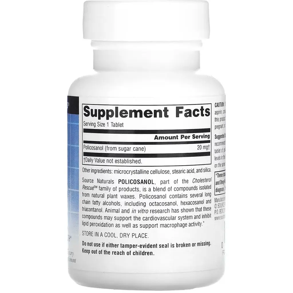 Поликозанол Source Naturals Policosanol 20 мг 60 таблеток (2023-10-2698) - фото 2