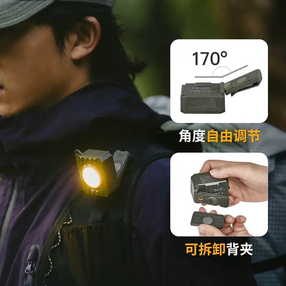 Наключний ліхтар Naturehike CNK2450ZM014, 60х43.4х38.4 мм, ABS-пластик, оливковий, 500 лм - фото 11