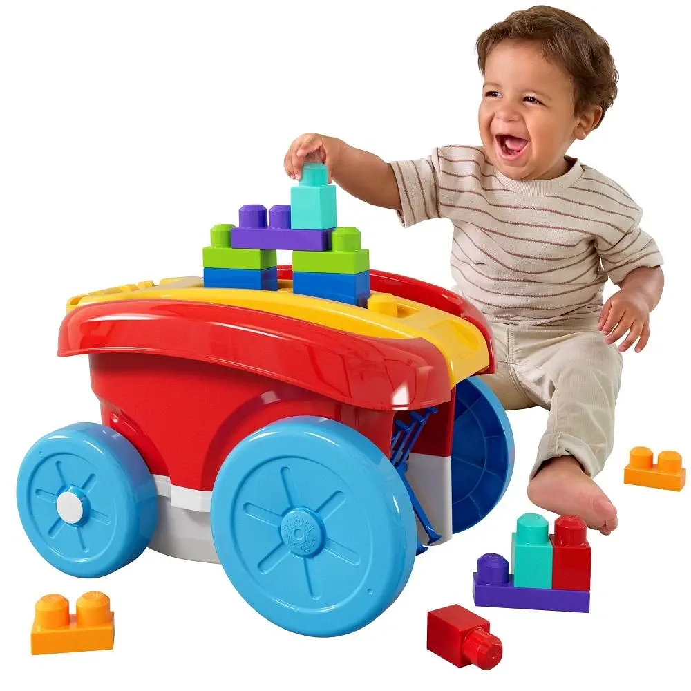 Ігровий візок Mega Bloks Mattel Block Scooping Wagon JFR30 для складання кубиків, 20 деталей, машинка каталка від 1 року червоний (SKU-201) - фото 3