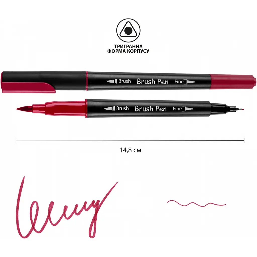 Маркер акварельний Santi Brush Pen SW-06 вишневий двосторонній 6 шт. (391006) - фото 2