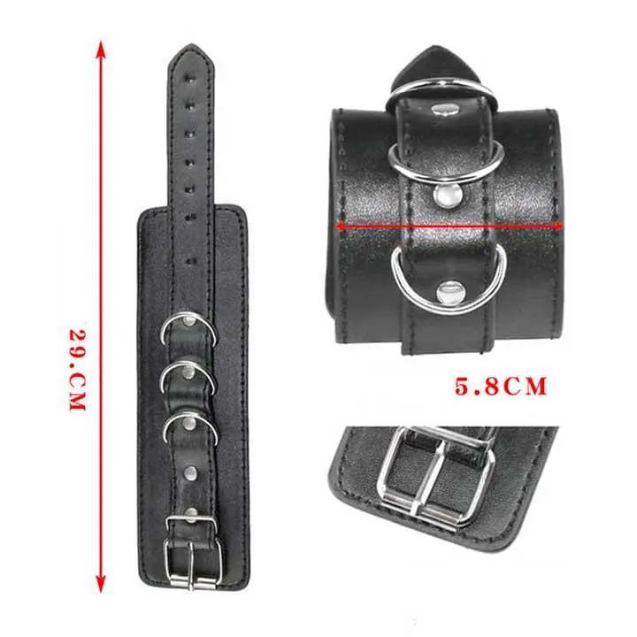 Наручники элегантные кожаные BDSM очарование и контроль One size Черный K000315 - фото 4