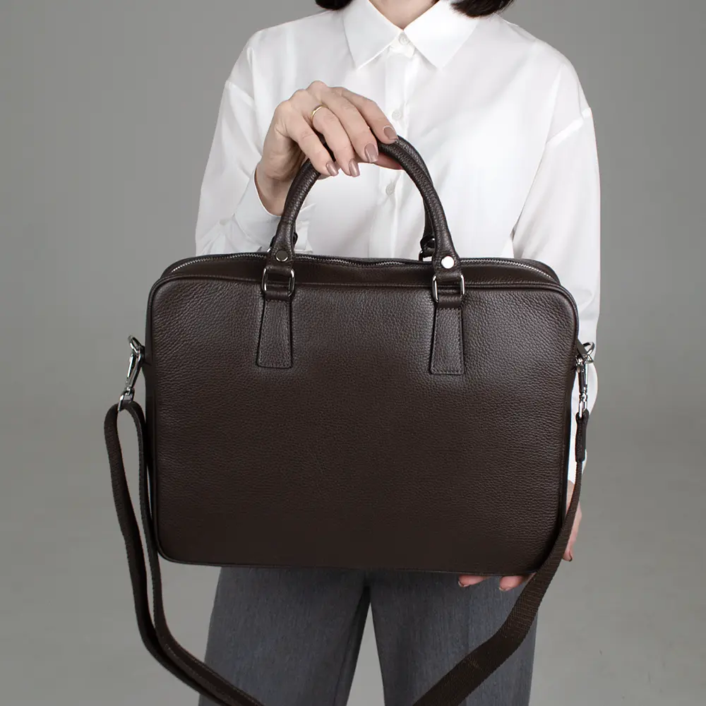 Сумка-портфель ноутбука для ноутбука и документов А4 кожаная Virginia Conti M01287_f  коричневая - фото 2