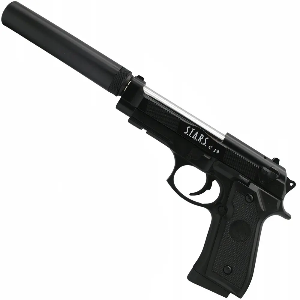 Дитячий страйкбольний пістолет Airsoft Gun C.19+ металевий з глушником, стріляє кульками 6 мм, іграшкова зброя довжина 32 см - фото 2