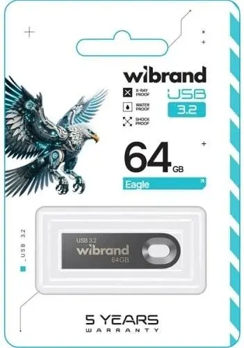 Флеш-накопичувач USB 64Gb Eagle, Grey, USB 3.2 Gen 1 (WI3.2/EA64U10G) Wibrand teh0029084 - фото 2