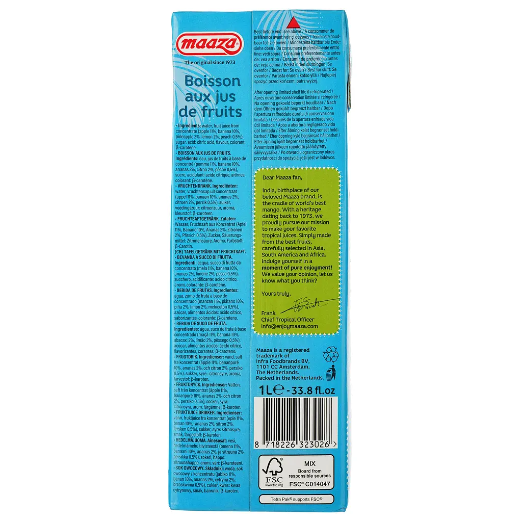 Напій соковий Maaza Тропік негазований 1 л (896943) - фото 2