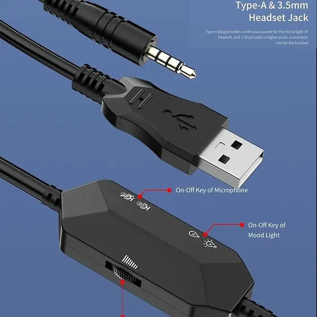 Дротова гарнітура Awei ES-770i Gaming earphone with LED, USB, 3.5mm, 2.1m, black - фото 5