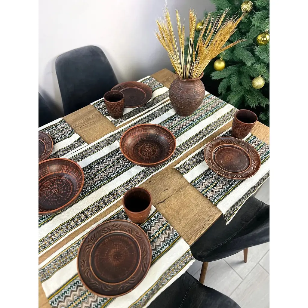 Комплект Рождественский льняной с украинским орнаментом Рандеву Ранер 140х30 см + салфетки 30х40 см 27 шт. - фото 3