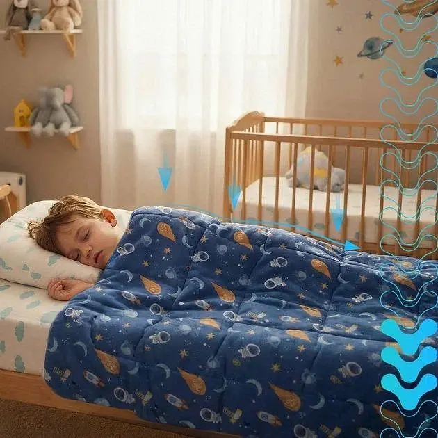 Дитяча обтяжена ковдра Isomedix 26897, 4 кг, 150 × 100 см, сенсорна, з космічним принтом - фото 4