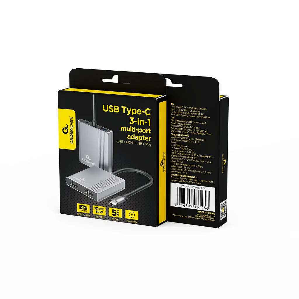 Док-станція Cablexpert USB-C 3-в-1 (A-CM-COMBO3-04) - фото 5