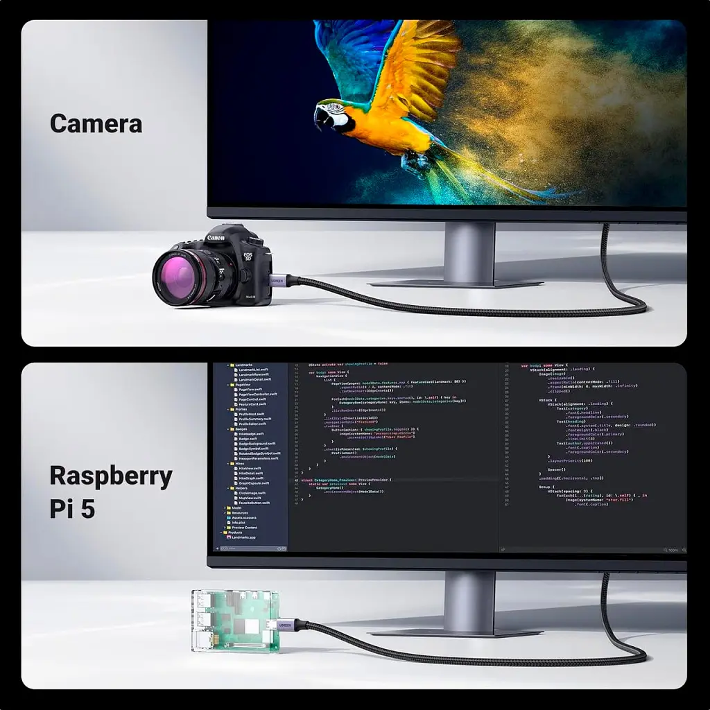 Кабель мультимедійний HDMI M to HDMI micro M 1.0m V2.1 8K60Hz HD164 black Ugreen (15516) - фото 5