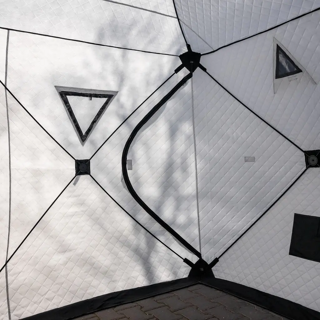 Палатка зимняя утепленная "Куб" (3-местная 210х210х210), Зимняя палатка для рыбака туризма кемпинга и путешествий серый Lugi LU-BD18G - фото 3