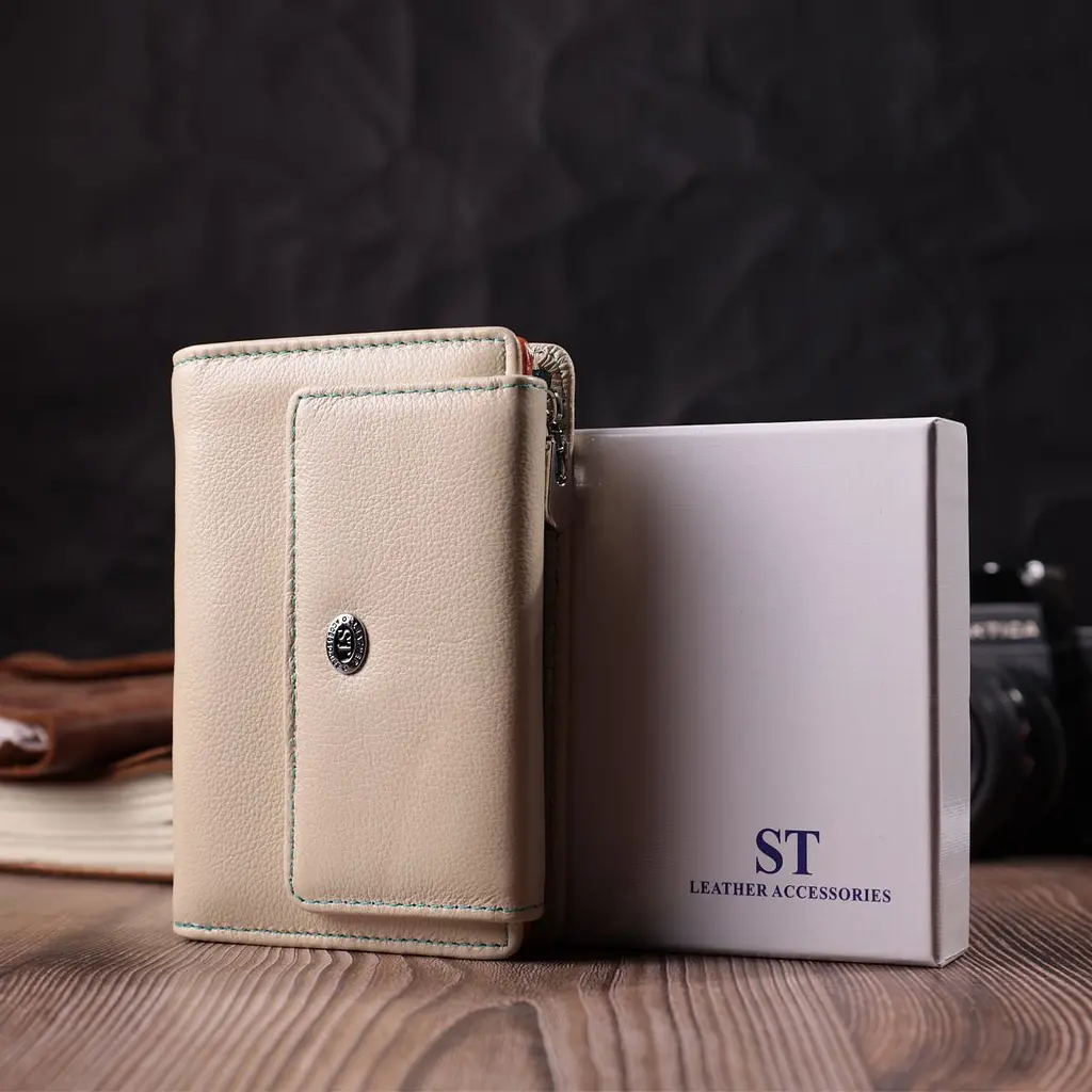 Місткий гаманець для жінок із натуральної шкіри ST Leather 22500 білий - фото 8