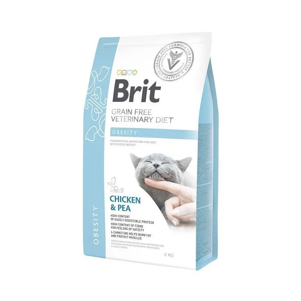 Дієтичний сухий корм Brit GF VetDiet Cat Obesity для кішок, при зайвій вазі та ожирінні з куркою та горохом 2 кг (арт.170966/528479)