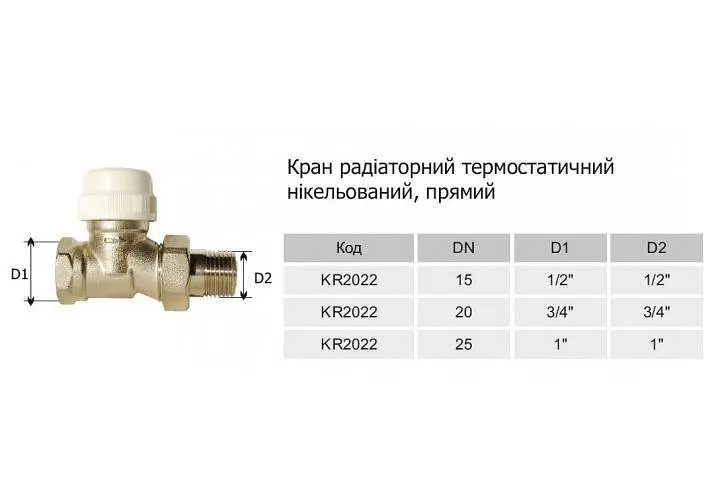 Кран радиаторный Karro KR2022 прямой термостатический верхний 3/4" 30412 - фото 2
