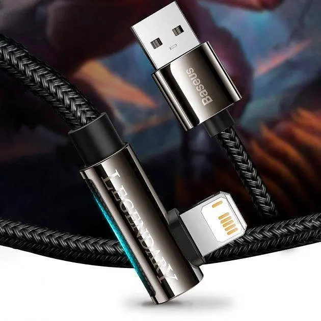 Кабель Baseus Legend Series Elbow Fast Charging Data Cable USB to Lightning 2.4A 1m CALCS-01 Black - фото 3