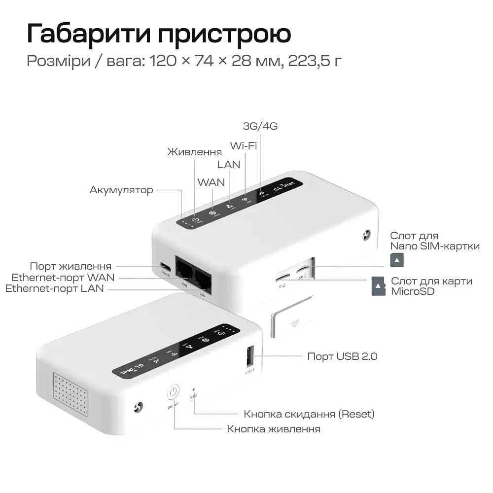 WiFi 4G LTE-маршрутизатор GL.iNet Puli (GL-XE300-EU) CAT4 / CAT6 з акумуляторною батареєю 5000mAh (73-01009) - фото 9