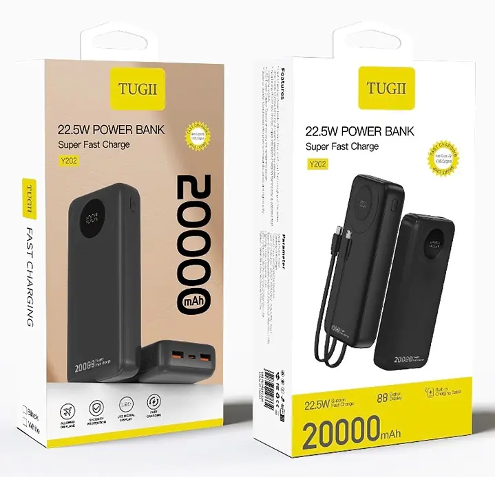 Зовнішній акумулятор WUW Y202 （PD22.5W quick charge) 20000mAh Black (Y202) - фото 2
