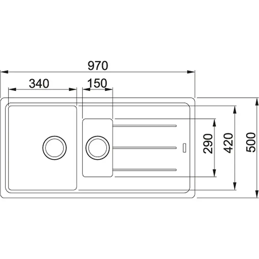 Кухонная мойка Franke Basis фрагранит, прямоуголь., с крылом, 970х500х200мм, чаша - 2, врезная, бежевый - фото 3