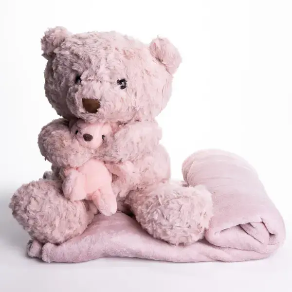 Игрушка-подушка Медведь с малышом и пледом 110х140 см розовый ТМ COLORFUL HOME 509-33P - фото 3