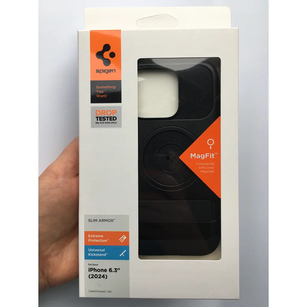 Оригинальный противоударный чехол Spigen Slim Armor (MagFit) MagSafe для iPhone 16 Pro (6.3") Black ACS08164 - фото 3