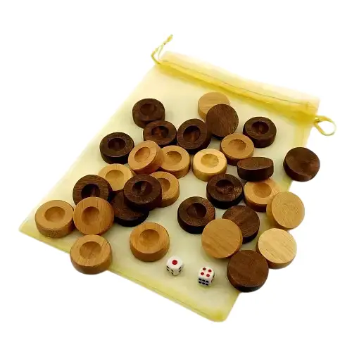 Фишки для нард с мешочком и кубиками коричневые - фото 2