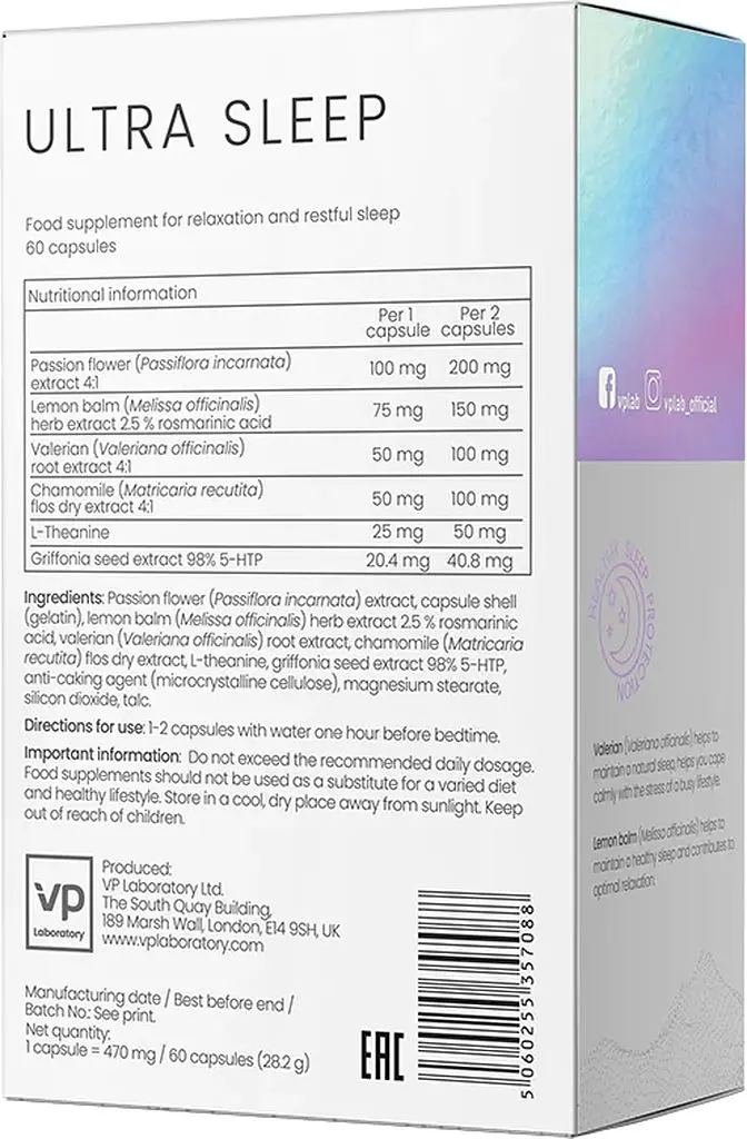 Натуральная добавка VPLab Ultra Sleep, 60 капсул - фото 2
