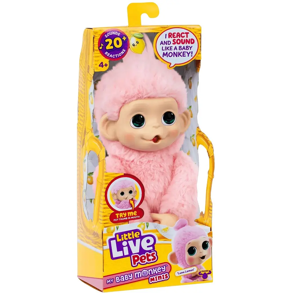 Уцінка. Інтерактивна іграшка Moose Little Live Pets Мавпеня Луна Лемон рожева (26764)  - фото 4