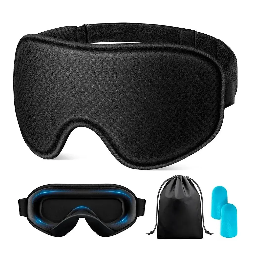 Маска для сну + беруші 3D Sleep Mask Чорний, анатомічні беруші та пов'язка на очі для сну - фото 2