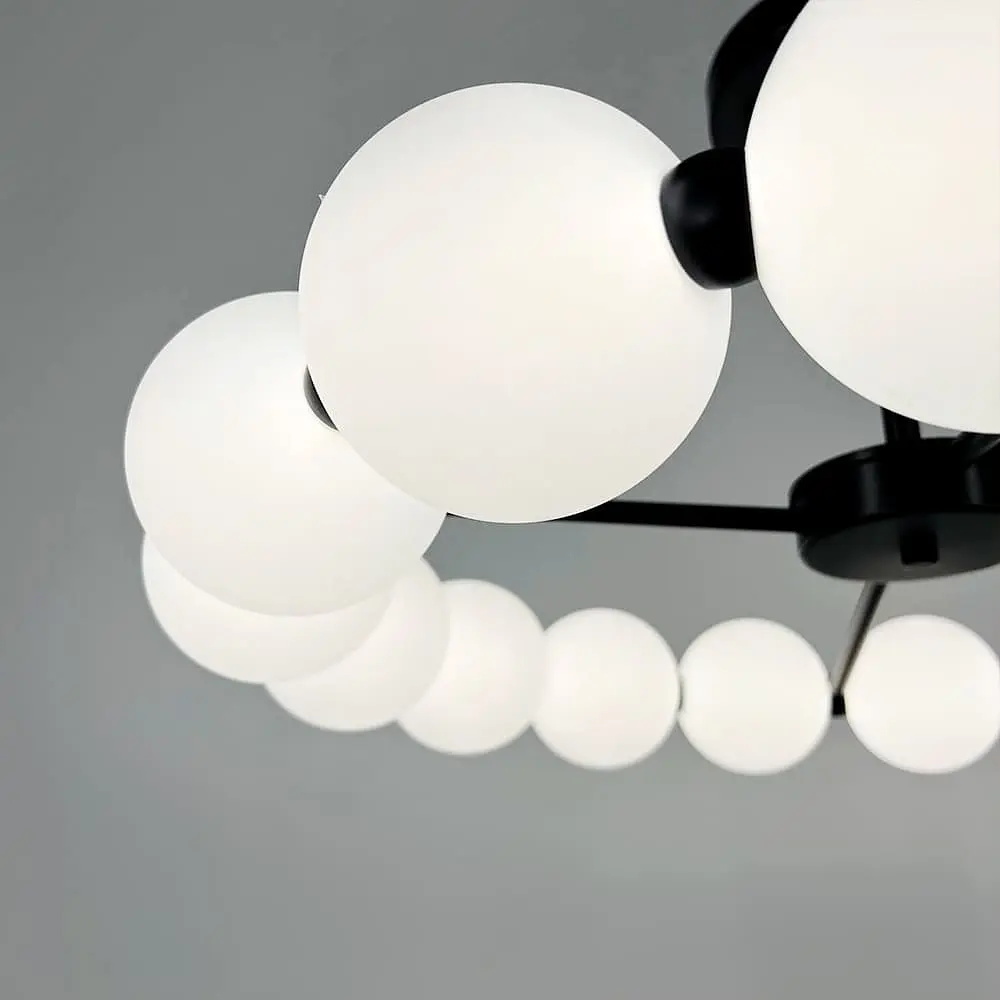 Потолочная черная люстра в виде кольца из полимерных шариков Ø 63 см Line F | Ст. 993-670 BK D120 - фото 3