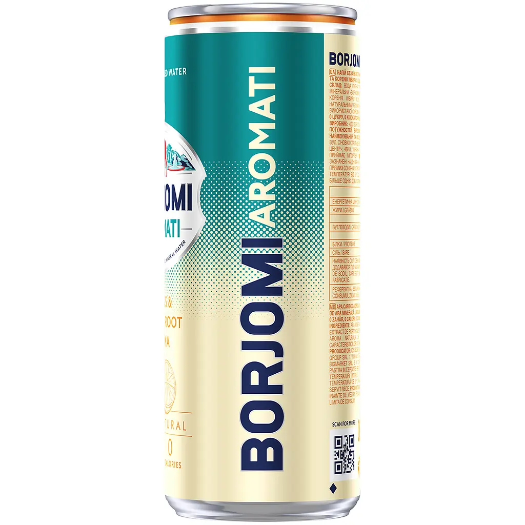 Напій безалкогольний Borjomi Aromati газований з ароматом Цитрусових та Кореню імбиру з/б 0.33 л - фото 2