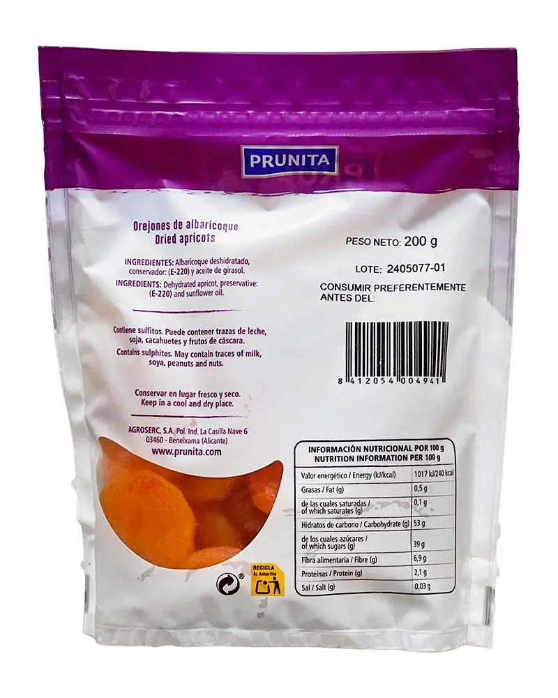 Курага Prunita Orejones de albaricoque 200 г - фото 2