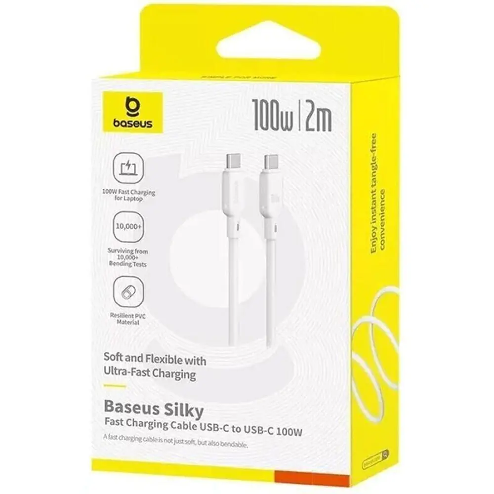 Кабель Baseus Silky Series Fast Charging Cable Type-C to Type-C 100W 2 м Белый - фото 2