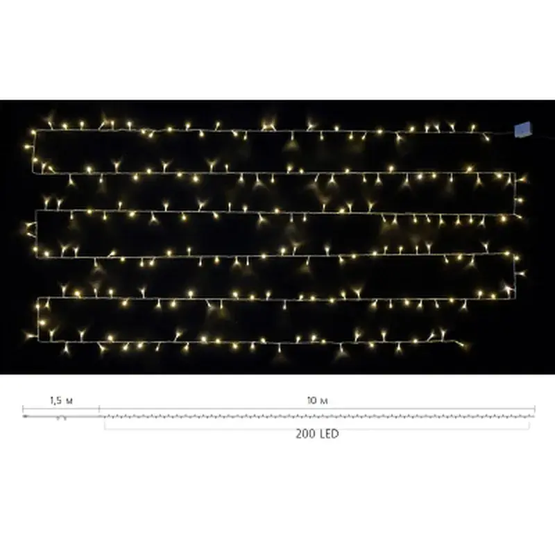 Гірлянда Delux STRING С 200 LED 10m Теплий білий/прозорий IP20 (90017981) - фото 3
