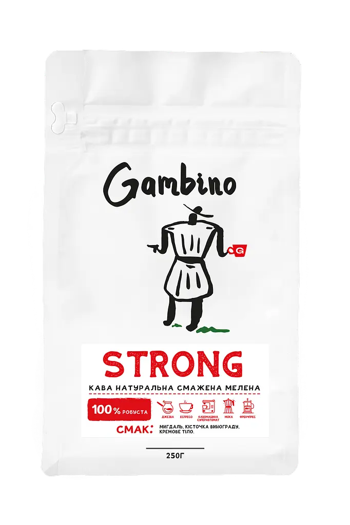 Strong GAMBINO кава мелена бленд 0.25 кг Фільтр
