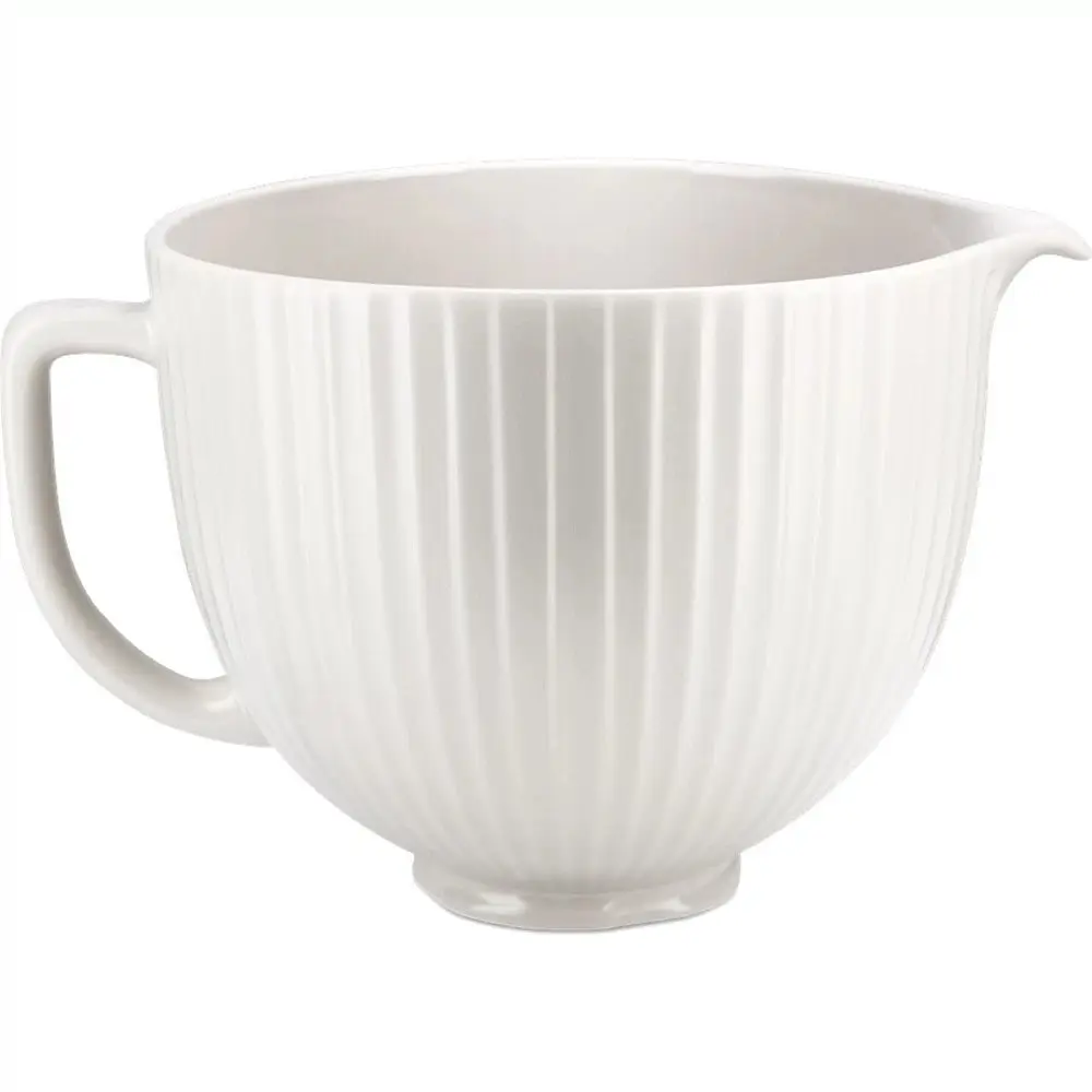 Чаша KitchenAid 5KSM2CB5PCC керамічна, з ручкою, текстурована 4.7 л біла (5KSM2CB5PCC) - фото 1