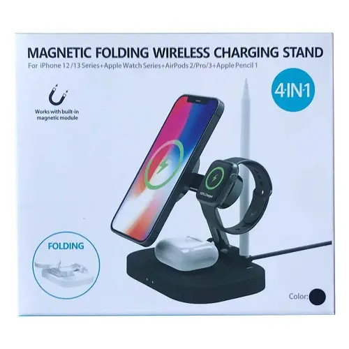 Зарядний пристрій 4 IN1 F22 MAGSAFE (iPhone, iWatch, AirPods,Stylus) 15W FAST ORIGINAL чорний - фото 2
