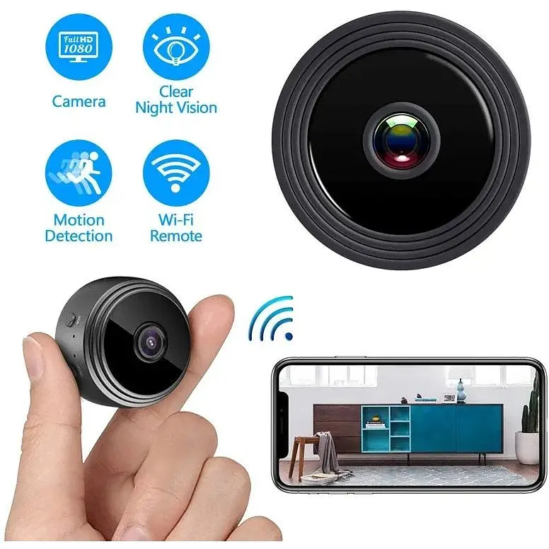 Камера відеоспостереження Pix-Link бездротова A9 720P/1MP шпигунська IP міні Wi-Fi камера Black (18655) - фото 5