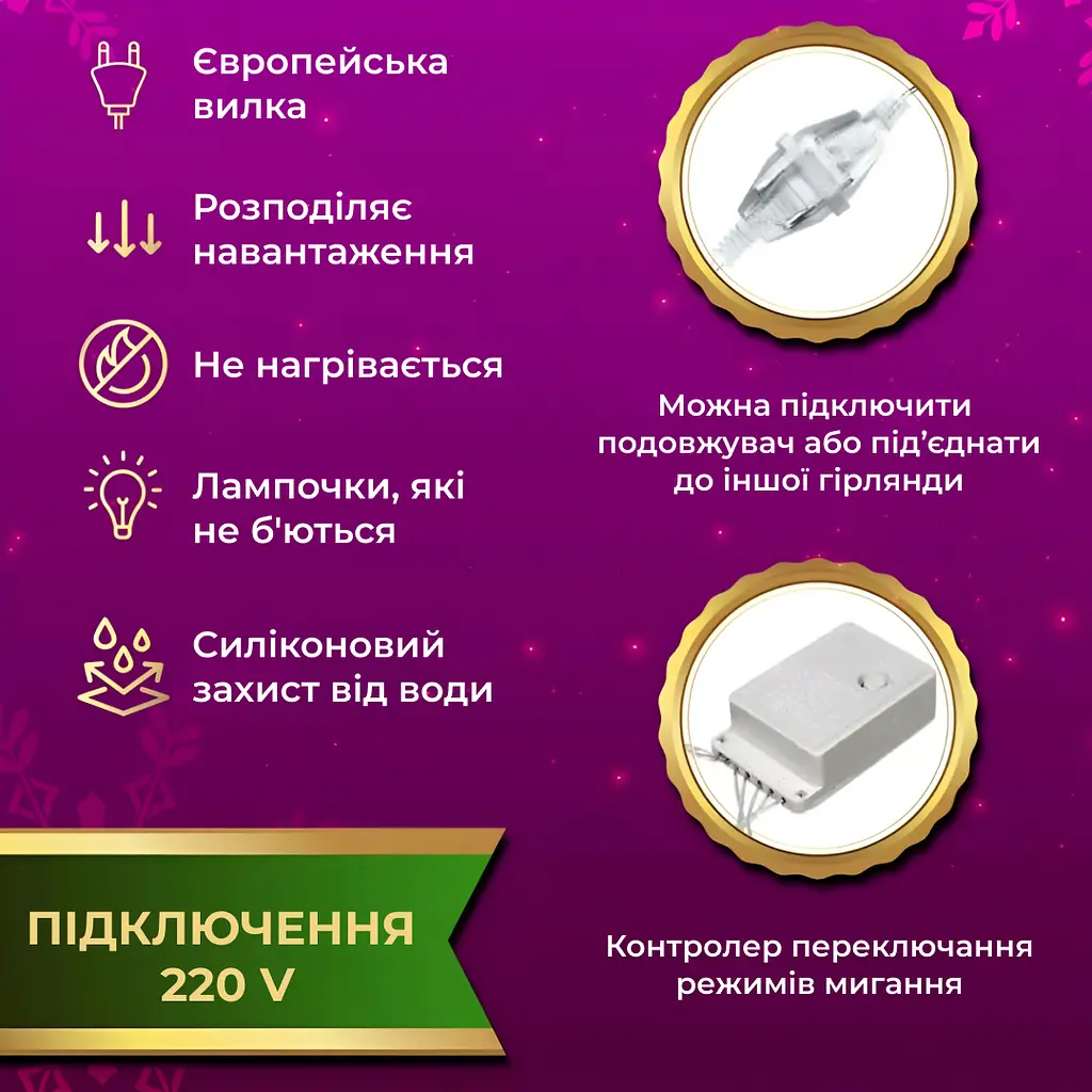 Гирлянда-штора GarlandoPro Роса 200 LED размер 3x3 м, мультиколор (173305ML) - фото 6