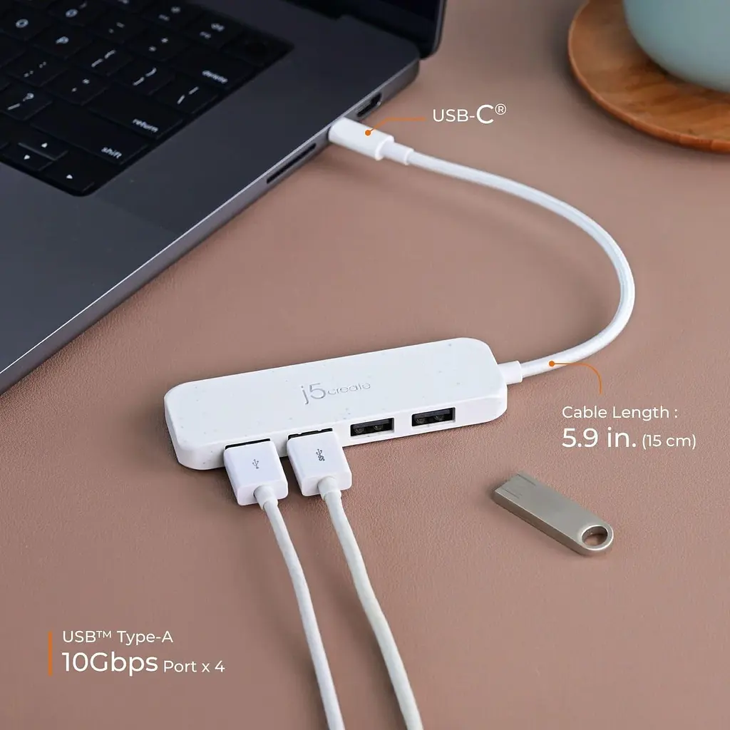 USB-хаб j5create JCH341EW-N USB-C на 4 USB-A, белый (JCH341EW-N) - фото 6